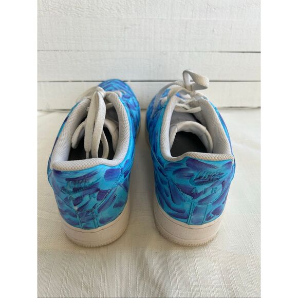 Nike Air Force 1 Low 10.5 Custom Painted Blue Purple Brushstroke CW2288-111 - Picture 8 of 11